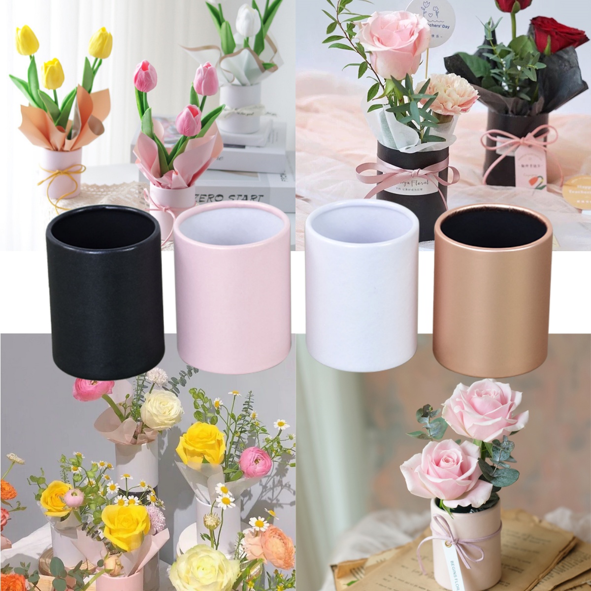 4pcs 미니 라운드 꽃 상자 선물 꽃집 꽃다발 꽃병  - Florist Flower Supply 리뷰 및 가격