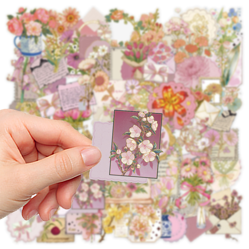 50/100개 핫 포일 스탬핑 꽃 PET 투명 스티커  - Florist Supply Vases 리뷰 및 가격