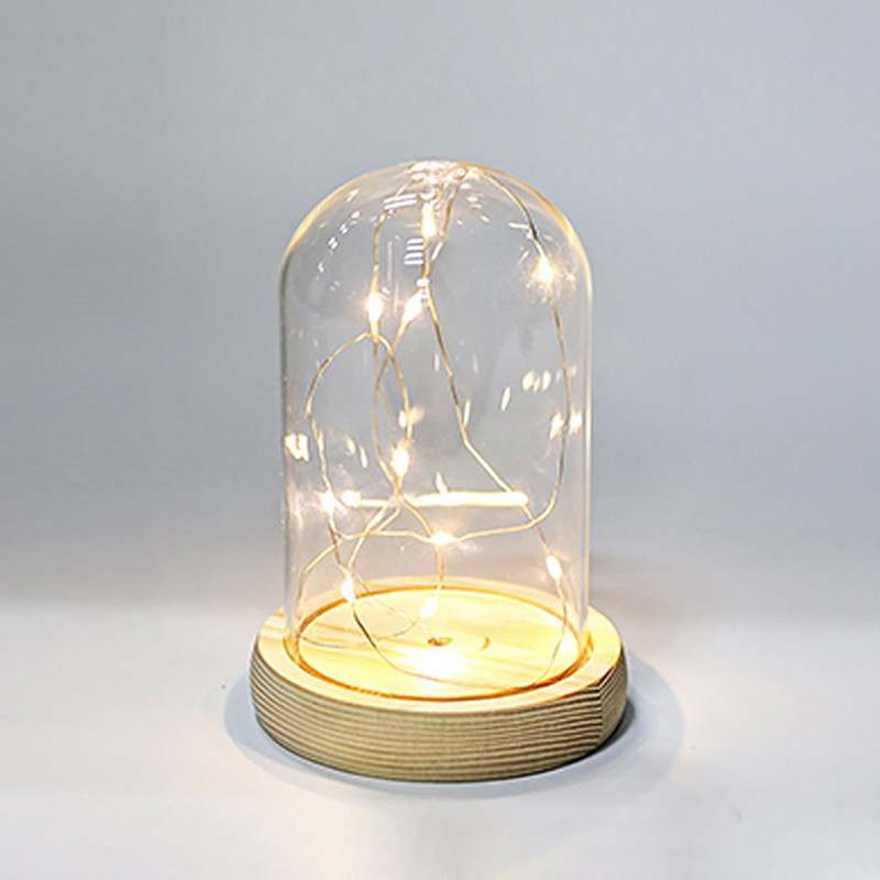 유리 돔 나무 받침대 LED 조명 포함 풍경 화병 드라 - Florist Supply Vases 리뷰 및 가격
