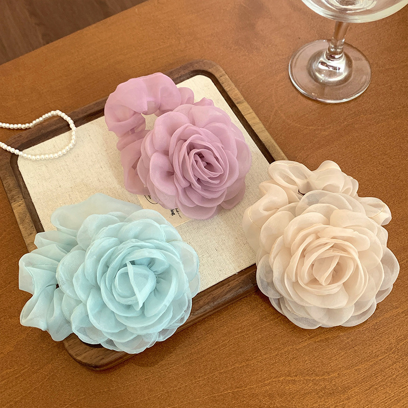 여성용 로즈 플라워 디자인 탄성 헤어 밴드, 단색 거즈 - Supply Florist 리뷰 및 가격