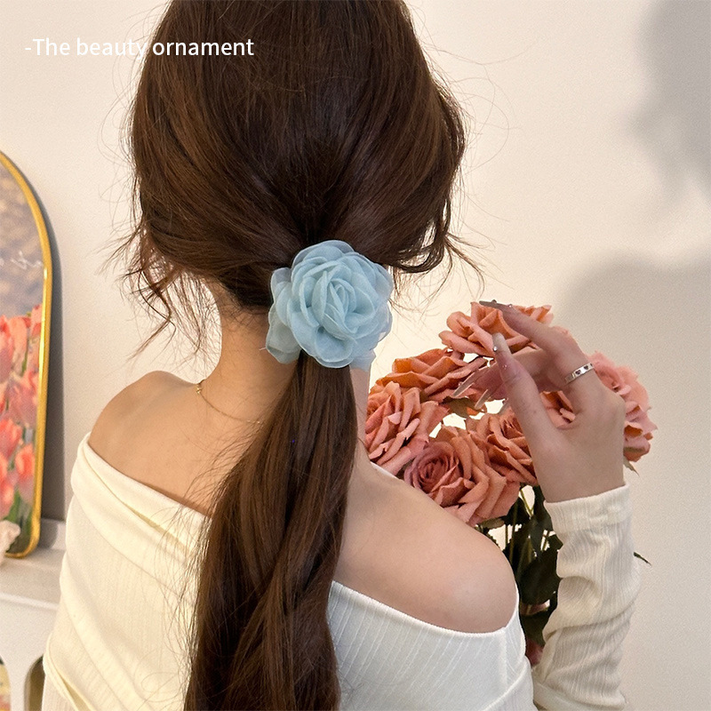 여성용 로즈 플라워 디자인 탄성 헤어 밴드, 단색 거즈 - Supply Florist 리뷰 및 가격